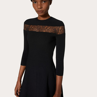 Valentino/华伦天奴女士黑色 弹力粘胶纤维蕾丝平纹针织裙（XXS、黑色）