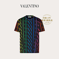 Valentino/华伦天奴男士黑色 VLTN TIMES 印花T恤（M、黑色）