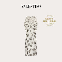 Valentino/华伦天奴女士白色 印花雪纺绸连衣裙（44、白色）