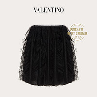 Valentino/华伦天奴女士黑色 薄纱迷你裙（48、黑色）