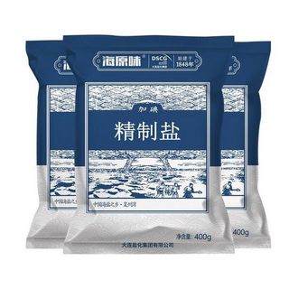 HAIWAN 海湾 无碘精制细盐 海盐天然生态盐 厂家直发400g*6袋