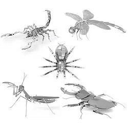 ZHIHUIYU 智慧鱼 3D立体金属拼图昆虫五件套 螳螂+蜘蛛+蝎子+甲虫+蜻蜓【送工具】