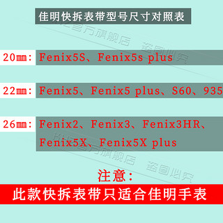 Garmin佳明fenix5 s x plus快拆表带飞耐时2 3HR S60 935手表代用（单圈高端尼龙快拆-湖蓝色、26mm）