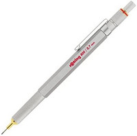 rOtring 红环 1904448 800 可伸缩自动铅笔,银色条,0.7 毫米,银色笔杆