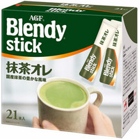 日本 AGF Blendy 宇治抹茶欧蕾拿铁速溶奶茶 抹茶欧蕾21支 非咖啡 单盒