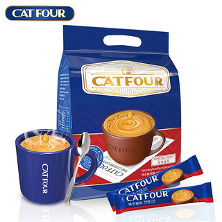 catfour 特浓咖啡 浓醇40条 速溶咖啡粉三合一 加班熬夜防困 冲调饮品 条装600克/袋 特浓咖啡40条【买2袋送杯勺