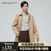 MECITY男装潮流韩版廓形衬衫领大口袋风衣男士休闲外套男 可可棕 170/92A