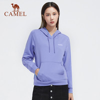 骆驼 CAMEL运动秋薄款休闲卫衣 男女圆领套头纯色生活卫衣 C0W19693Z1，鸢尾紫，女 XL