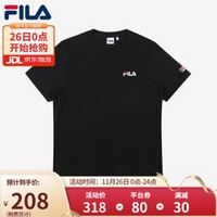 FILA 斐乐 韩国直邮小标刺绣棉质T恤夏季休闲运动圆领男女短袖百搭FS2RSD2102X BLK 黑色 XS(85)