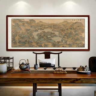 尚得堂名家纯手绘仿古山水画客厅装饰画办公室挂画避暑山庄图 单购买画芯-无框 装裱218*118
