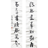 西泠印社 社员张炜羽行书《得好友来如对月 有奇书读胜看花》书画字画书法作品收藏新中式装饰画客厅挂画