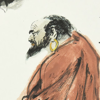 西泠印社 黄镇中国画《达摩面壁》字画办公室卧室装修装饰画