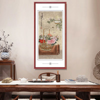 积善 中式客厅装饰画花鸟字画卧室床头画国画有框画餐厅挂画沙发背景墙壁画办公室书房茶室 赏花图 四尺带框165x80