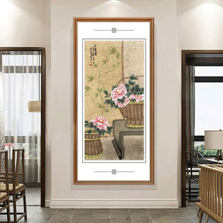 积善 中式客厅装饰画花鸟字画卧室床头画国画有框画餐厅挂画沙发背景墙壁画办公室书房茶室 赏花图 四尺带框165x80