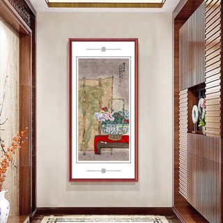 积善 中式客厅装饰画花鸟字画卧室床头画国画有框画餐厅挂画沙发背景墙壁画办公室书房茶室 赏花图 四尺带框165x80