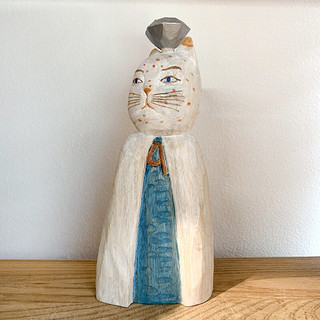 本艺术空间 彭立彪木雕作品《彭立喵》系列木雕 猫咪雕塑 艺术家手工木雕作品 限量发售艺术品 五款组合