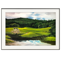 墨斗鱼 张晴水彩水粉原作山水风景作品 客厅装饰画沙发背景墙壁画新中式轻奢挂画现代简约餐厅 红格尔的风景