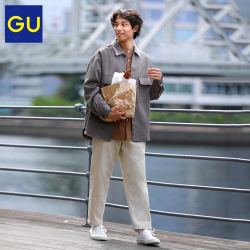 GU 极优 男装灯芯绒宽松胯裆裤2021秋新款纯棉休闲335350