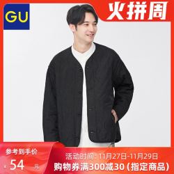 GU 极优 男装菱形格茄克21秋冬新品复古休闲简约宽松百搭外套337988