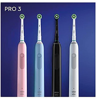 Orajel 欧乐 Oral-B 欧乐B Pro 3 - 3900 - 2 件套电动牙刷,黑色,带可视压力传感器,2 个牙刷头,Braun设计,2 针英国插头
