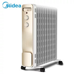 Midea 美的 取暖器静音节能电暖器家用办公电暖气片加湿烘衣13片升级电热油汀NY2213-18GW(油汀加热)