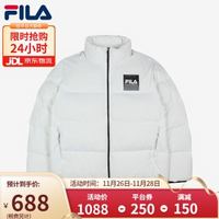 FILA 斐乐 韩国斐乐羽绒服轻巧男女羽绒服情侣立领短款羽绒外套FS2DJC4101X OWH白色 095(M)