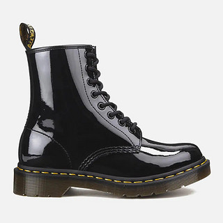 Dr. Martens 女式 1460 漆皮灯 8 眼靴 - 黑色