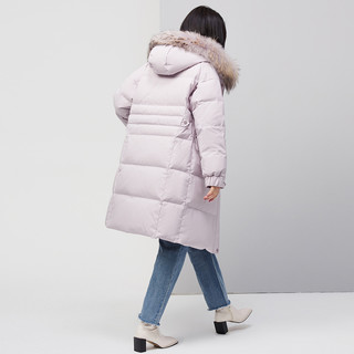 雪中飞 SNOWFLYING2021秋冬新品韩版修身大毛领中长款时尚休闲羽绒服厚外套潮