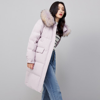 雪中飞 SNOWFLYING2021秋冬新品韩版修身大毛领中长款时尚休闲羽绒服厚外套潮