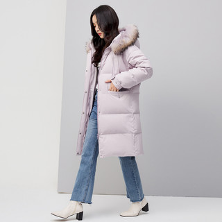 雪中飞 SNOWFLYING2021秋冬新品韩版修身大毛领中长款时尚休闲羽绒服厚外套潮