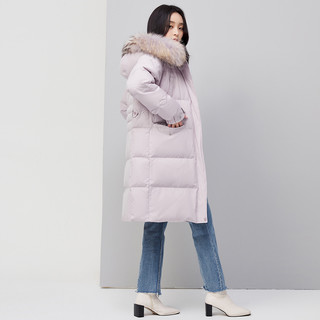 雪中飞 SNOWFLYING2021秋冬新品韩版修身大毛领中长款时尚休闲羽绒服厚外套潮