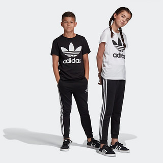 adidas 阿迪达斯 官网三叶草大童装运动裤DV2872（黑色/白、130cm ）