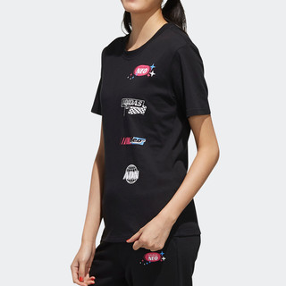 Adidas/阿迪达斯官方正品NEO女子针织运动休闲短袖T恤FS6404 6405