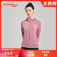 Saucony索康尼2021秋季新款女士薄款潮流连帽套头时尚针织上衣