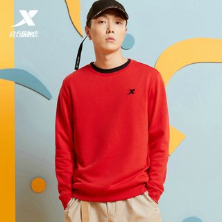 XTEP特步卫衣男2021秋冬运动服加绒男装冬季圆领长袖上衣运动套头衫（L、品）