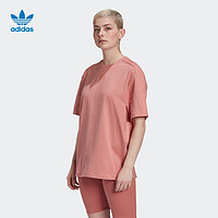 adidas阿迪达斯官网三叶草女装夏季运动宽松短袖T恤GM6675GM6676（30、亚麻棕）