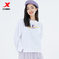 XTEP特步卫衣女秋装潮流印花运动上衣2021新款秋季女装休闲圆领套头衫