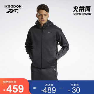 Reebok锐步官方2021冬季新款男子H45334运动训练连帽保暖夹克外套