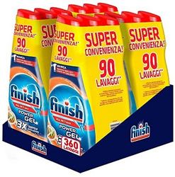 finish 亮碟 Finish Powergel 洗碗机凝胶,液体,多功能,防臭,360 次洗涤,12 包,30 次洗涤。