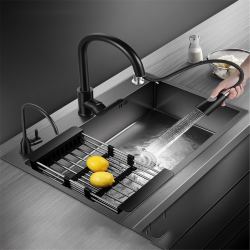 水美颜 德式洗菜盆单槽 下沉式水槽厨房纳米洗碗槽304不锈钢洗碗池