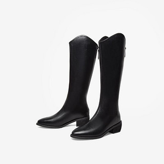 BASTO 百思图 2021冬季新款商场同款时髦复古气质时装靴女长靴MD302DG1 黑色 37