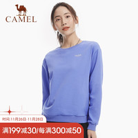 骆驼(CAMEL)运动卫衣男百搭圆领套头衫情侣款简约舒适时尚长袖上衣女 J1S1TLF138 女款鸢尾紫 S