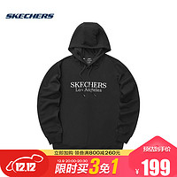 Skechers斯凯奇21年男女同款简约刺绣logo连帽卫衣 L421U129 L421U129-0018 碳黑 XS