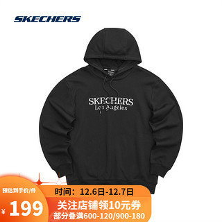 Skechers斯凯奇男女加绒宽松简约卫衣L421U130 0018碳黑 S