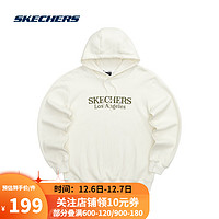 Skechers斯凯奇男女加绒宽松简约卫衣L421U130 0074棉花糖白 S