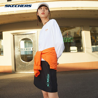 Skechers斯凯奇官方缤纷系列2021秋季女子卫衣女圆领撞色logo套头衫L321W173 亮白色 S（门店同款）