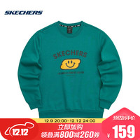 Skechers斯凯奇缤纷系列2021秋冬男女笑脸印花加绒套头卫衣 L321U129 L321U129-0027 云杉绿 XXL