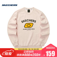 Skechers斯凯奇缤纷系列2021秋冬男女笑脸印花加绒套头卫衣 L321U129 L321U129-01NX 灰粉色 XXL