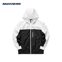 斯凯奇（Skechers） 2021年春秋梭织连帽长袖外套男子运动休闲夹克L121M159 深黑色 L