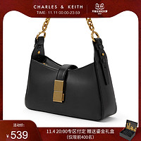 CHARLES & KEITH CHARLES＆KEITH女CK2-20781463复古金属扣链单肩质感复古腋下包